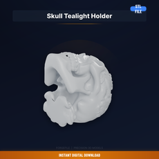 Decorative Skull With Hollow Top For Tealight Candle, - STL File for 3D Printing