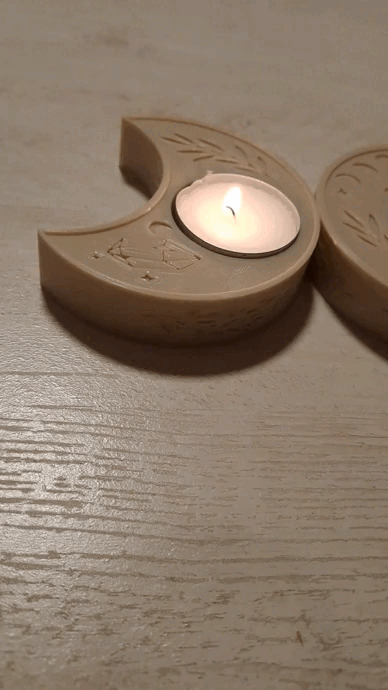 PAGAN TRIPLE MOON TEA LIGHT HOLDER, WICCA - COMMERCIAL LICENSE