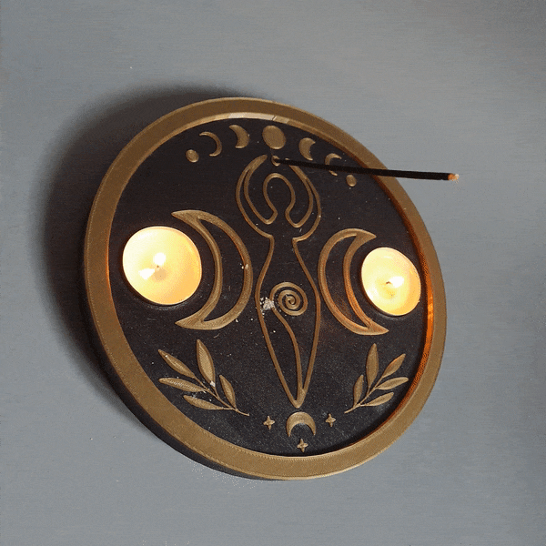 Wicca Goddess Tealight Incense Holder