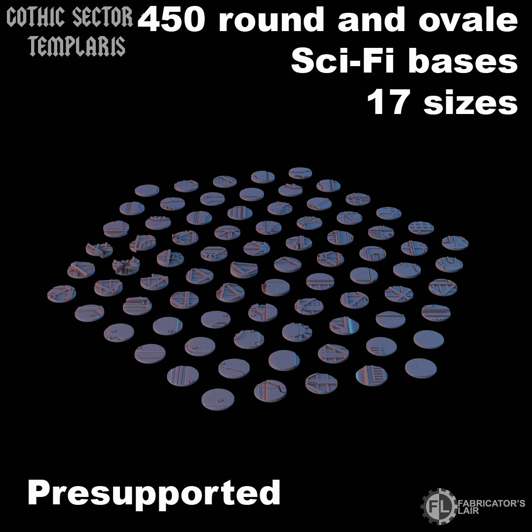 450 round and ovale Sci-Fi bases 17 sizes