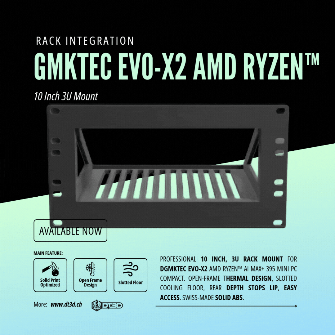 GMKtec EVO-X2 10" Rack Mount STL — 3U Form-Fit for Homelab, Local AI/LLM, Proxmox, Edge Computing