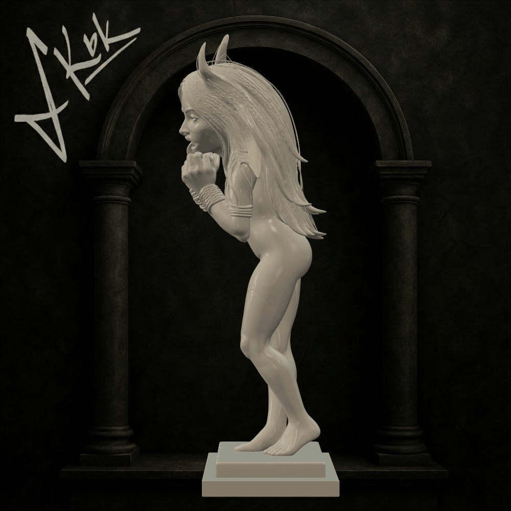 Bound Horned Female Demon Statue – Perfect 3D Model AS1160