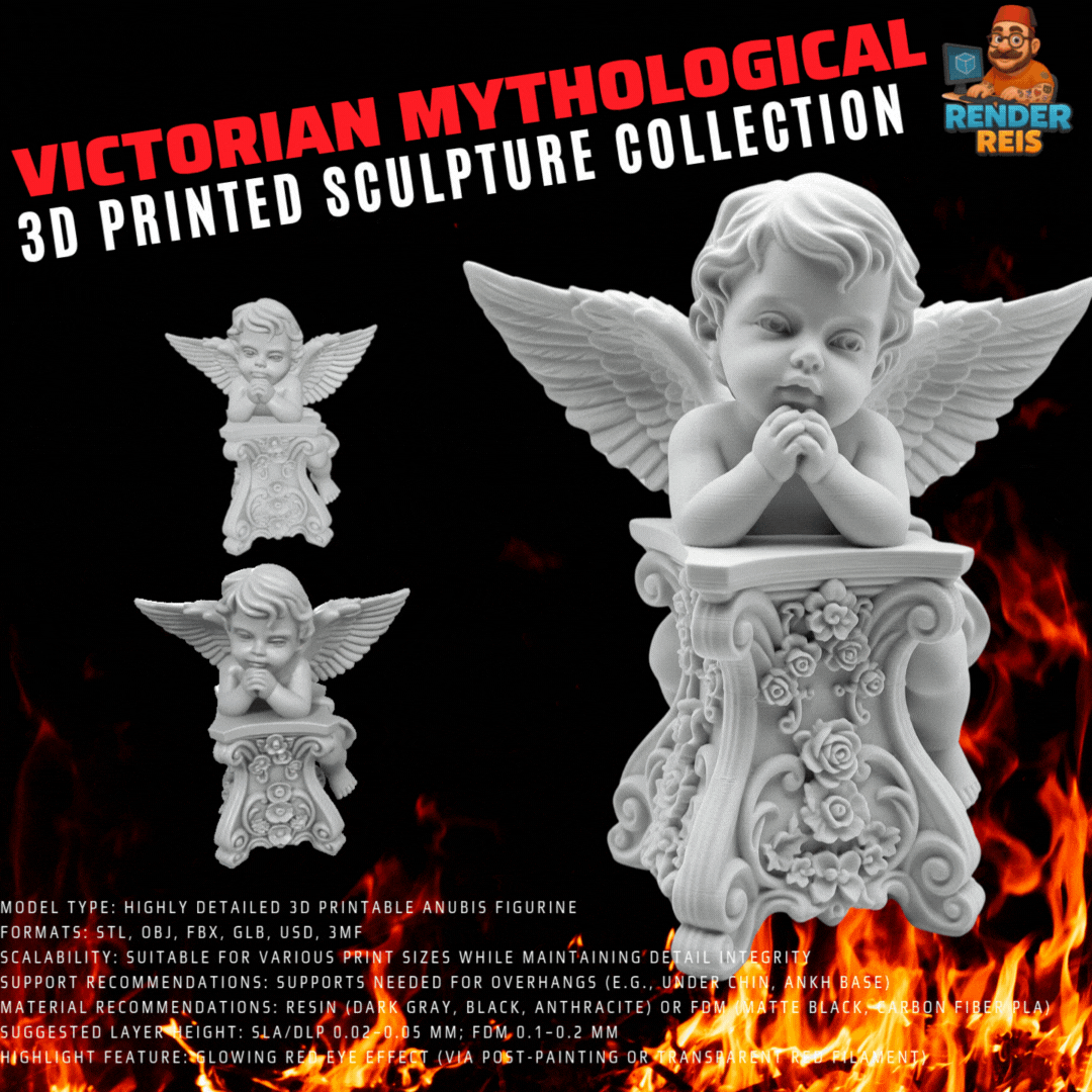 3D Printable Baroque/Rococo Style Baby Angel Statue