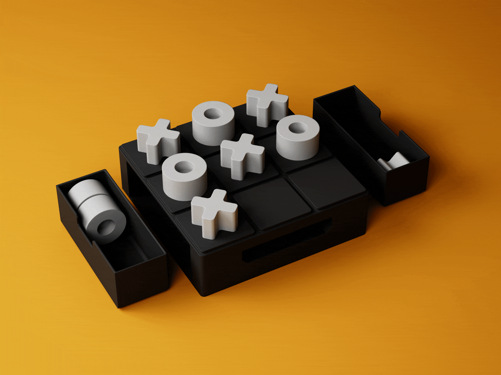Modern Tic-Tac-Toe Board with Storage Drawers | Travel Game Set