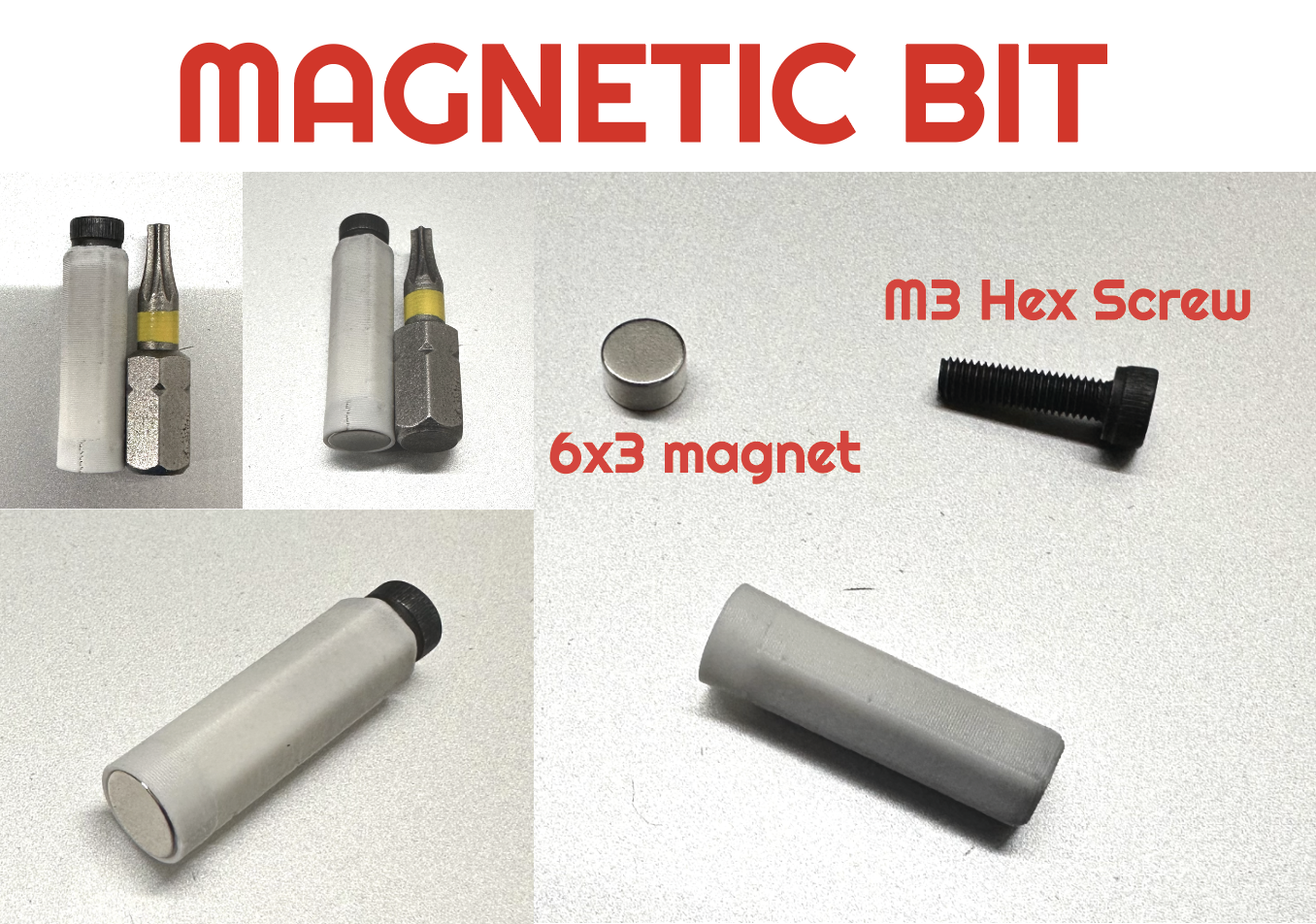 Magnetic bit for screwdriver (Standard 1/4 inch)