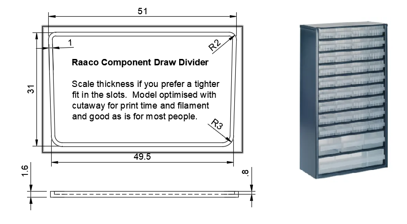Draw Divider for Raaco Component Cabinet