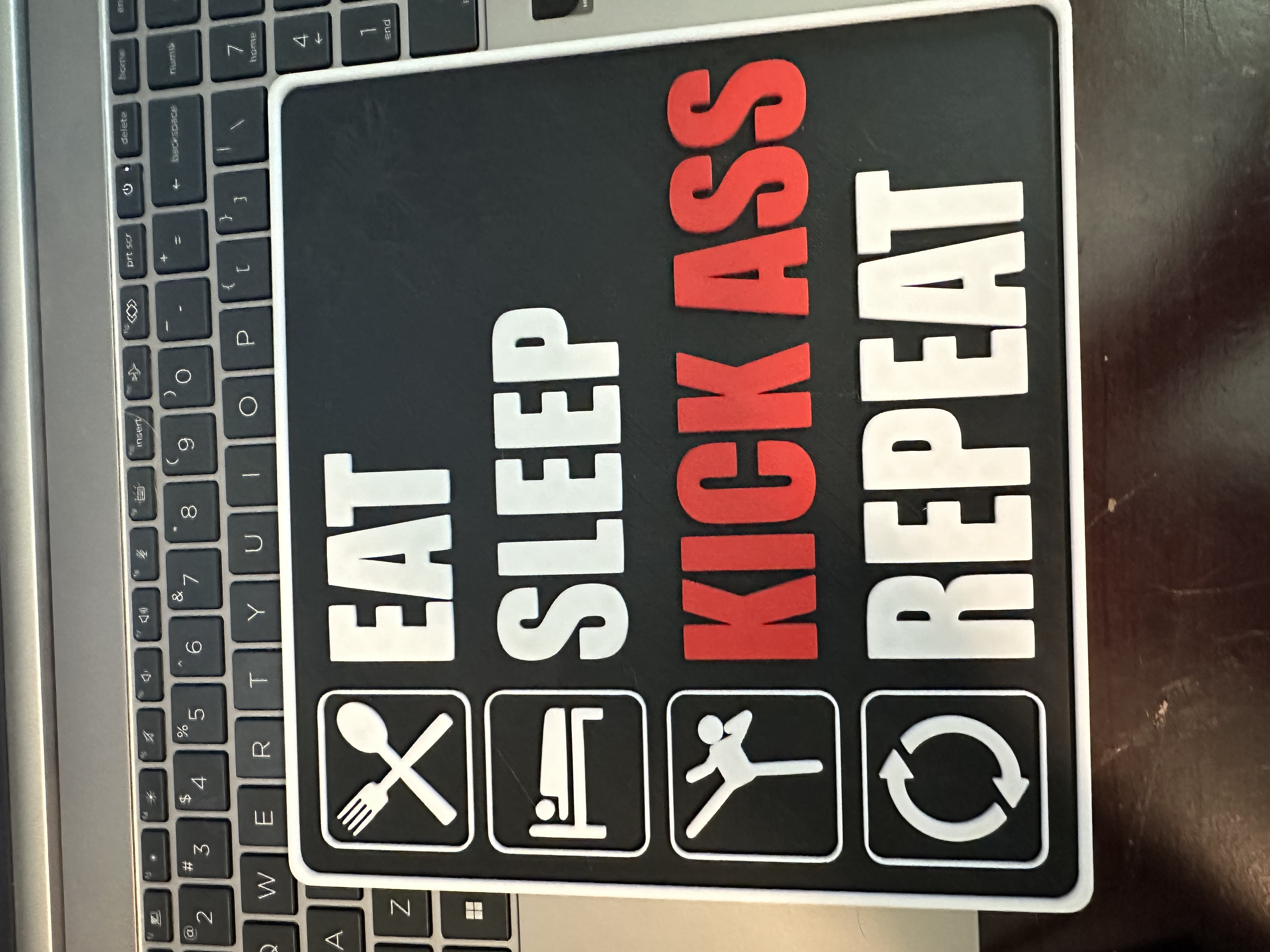 Eat, Sleep, Kick Ass, Repeat Sign