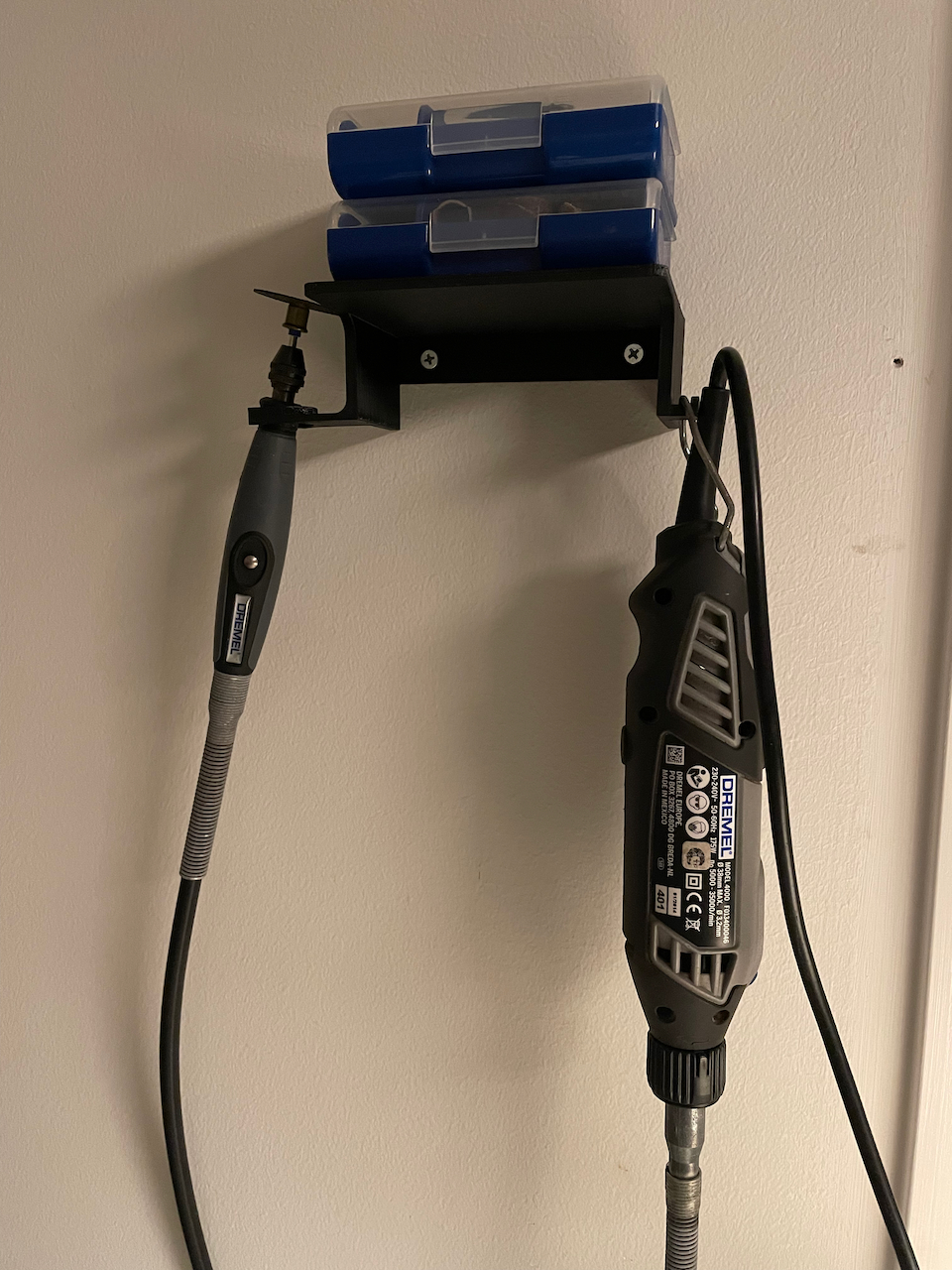 Dremel wall hanger with shelf