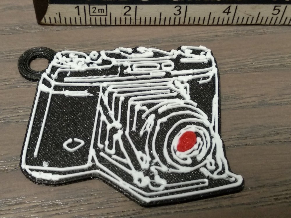 vintage camera pin/ pendant, MM 2/3 color print