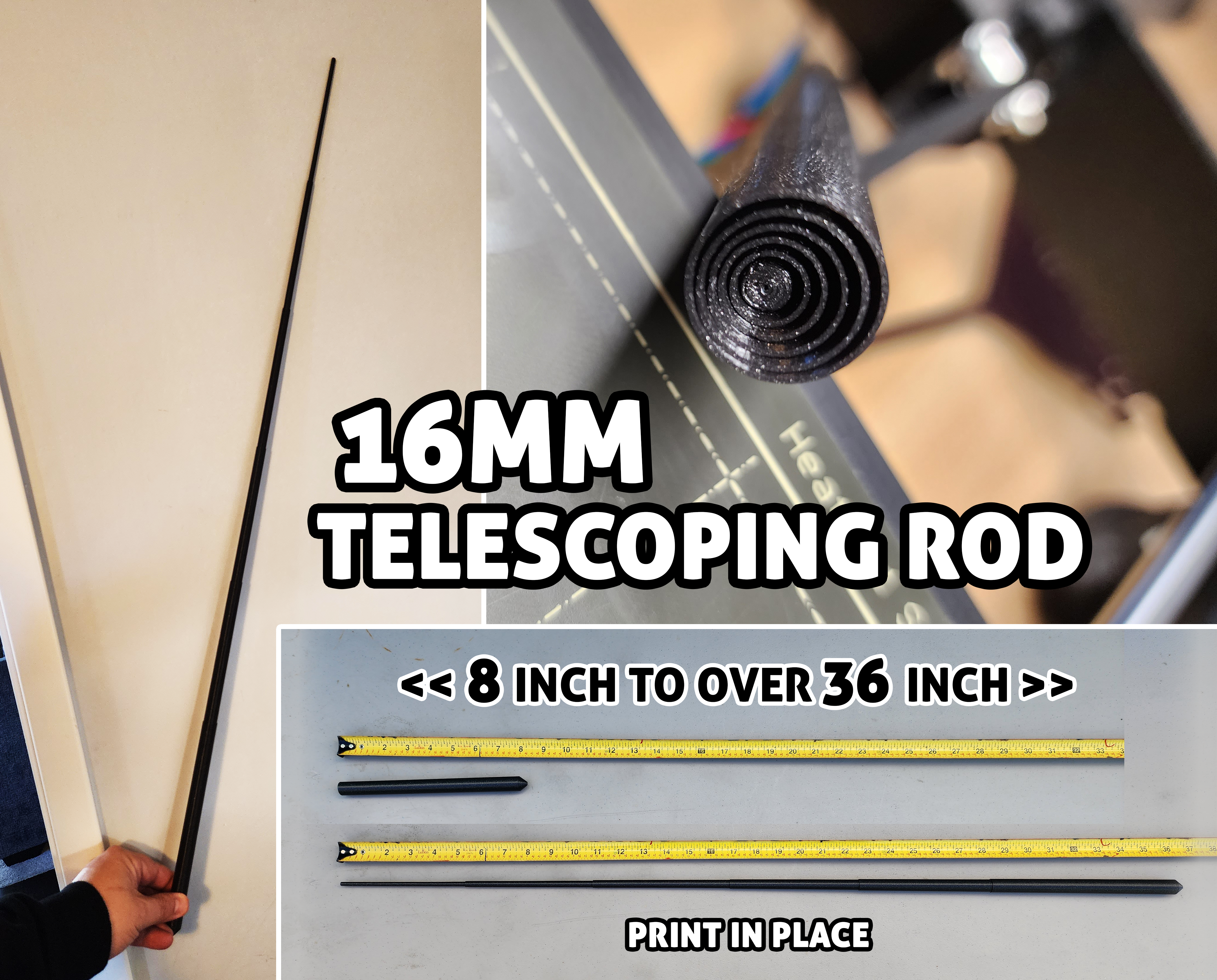 16mm telescoping rod - print in place self contained