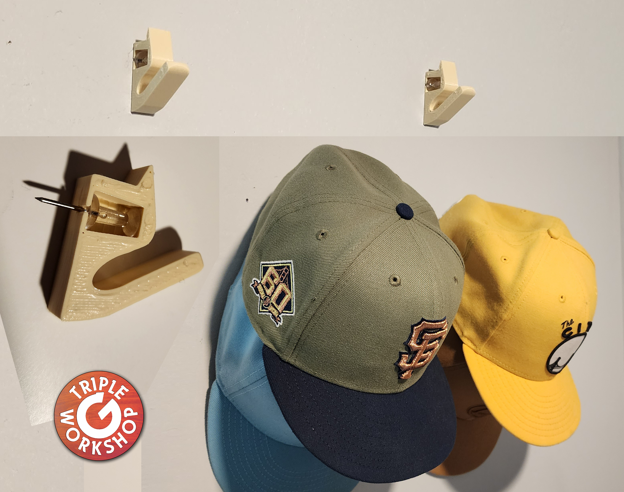 Push-Pin Double Hat Hook