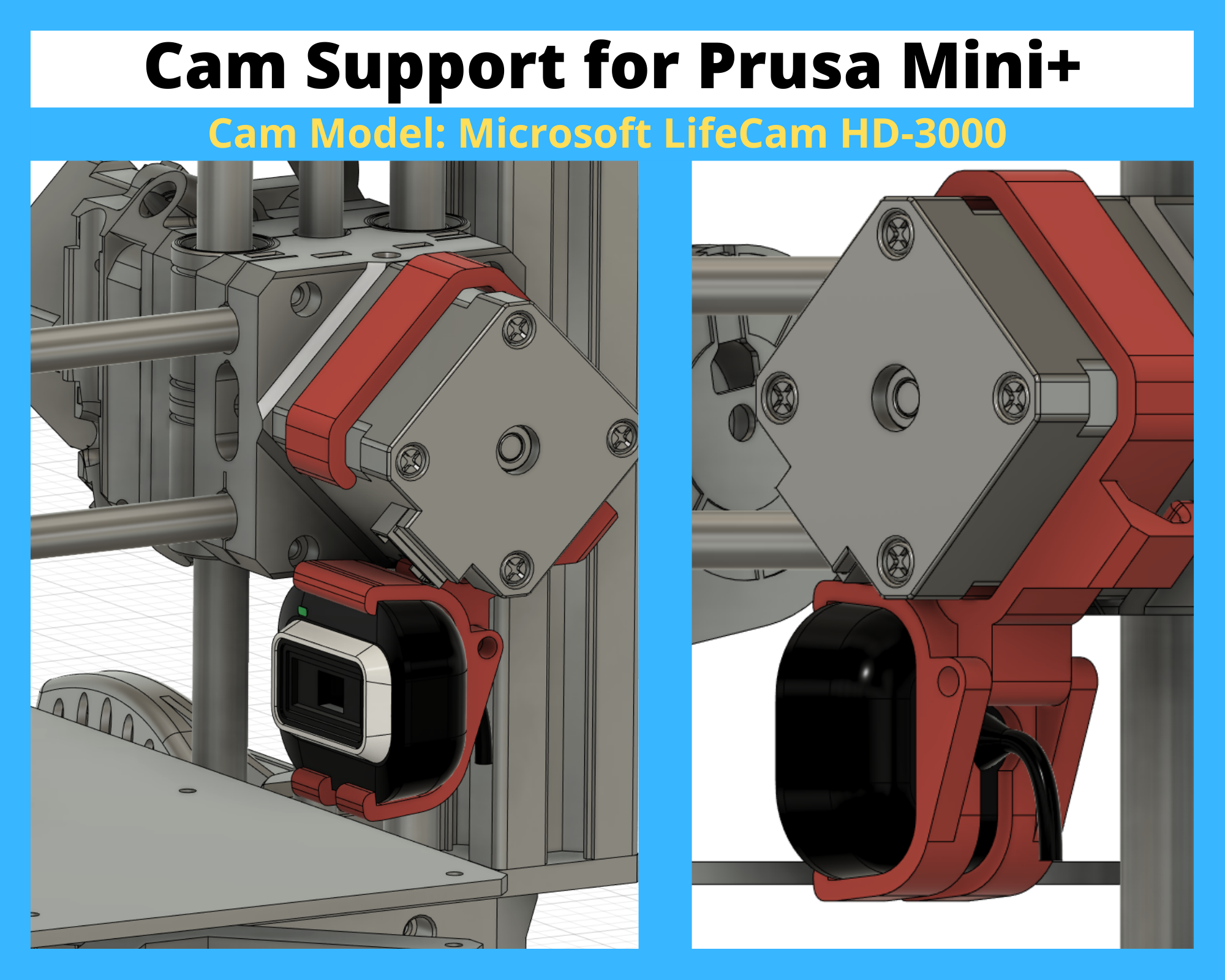 Prusa Mini - Webcam Bracket [Microsoft LifeCam HD-3000]