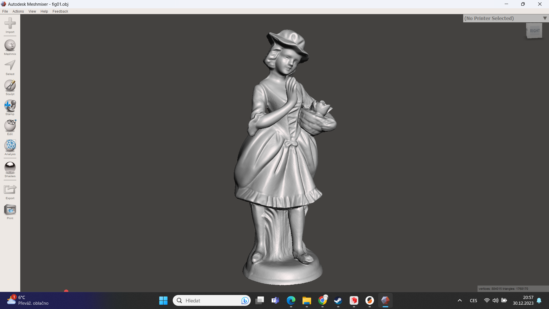 Antique figure - a lady with a basket