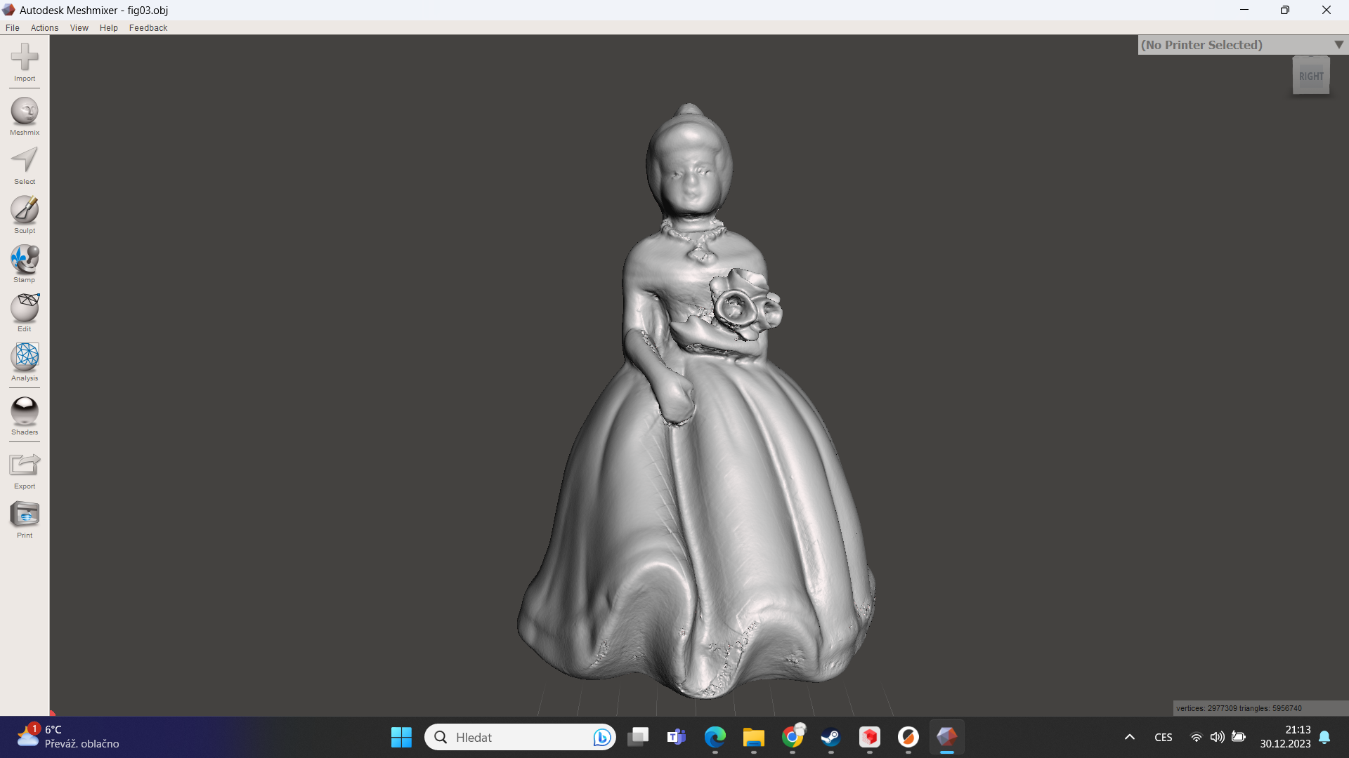 Antique figure - a lady with a bouquet of flowers