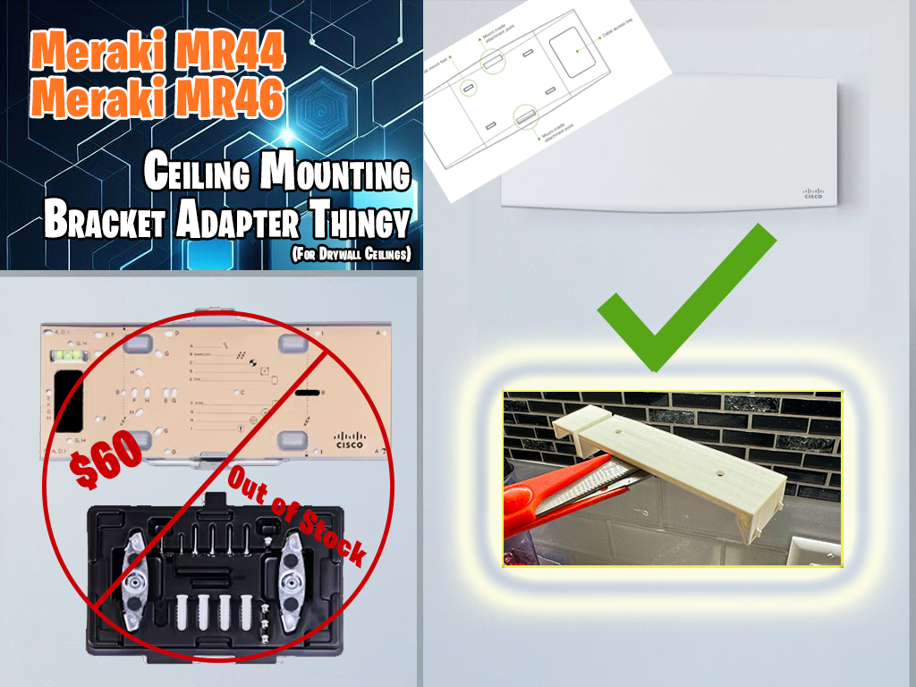 Meraki MR44 / MR46 Ceiling Mount Bracket Adapter Thingy