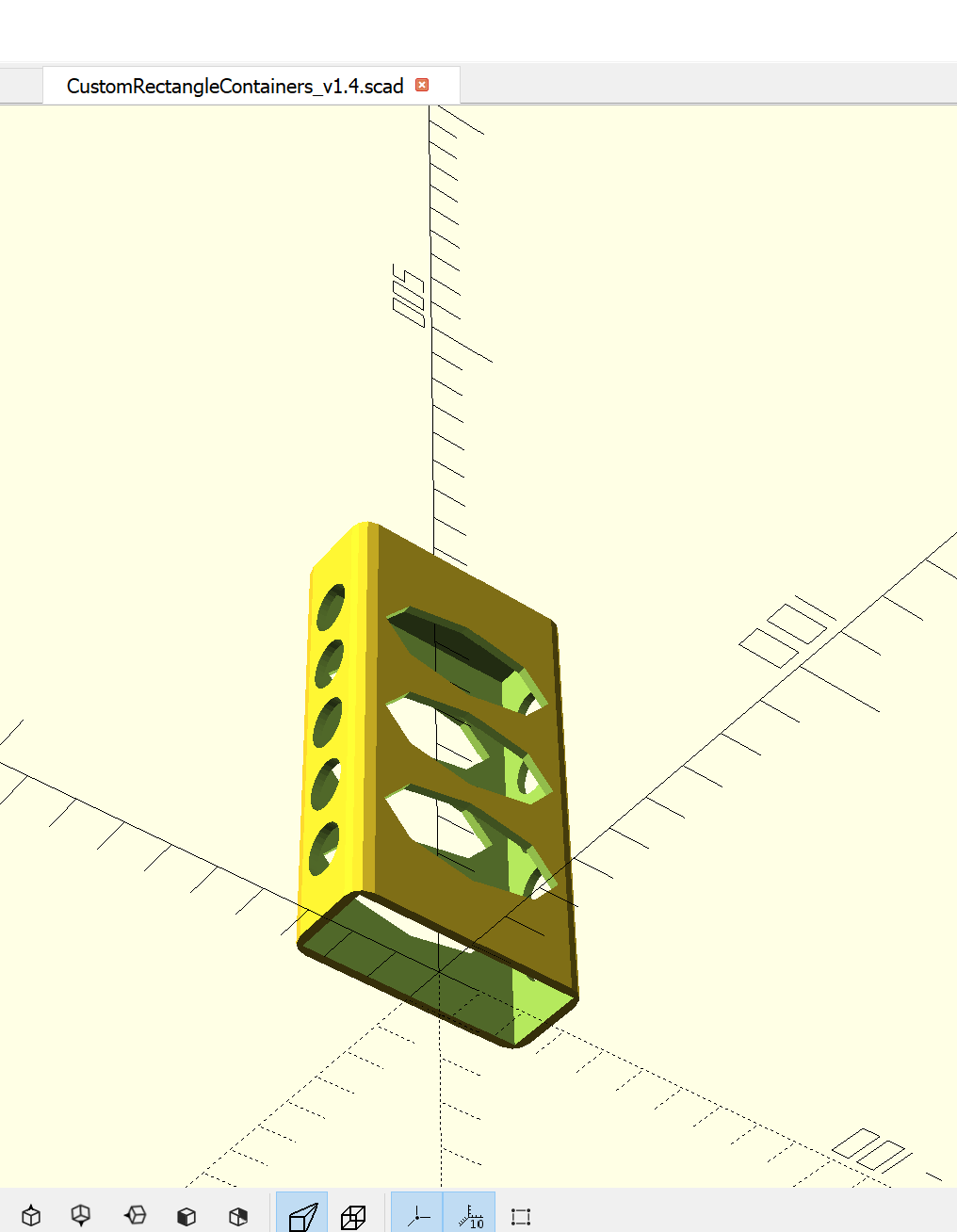 OpenSCAD Parametric Item Container / Shell with Customizable Lightweight Cutouts (HSW)