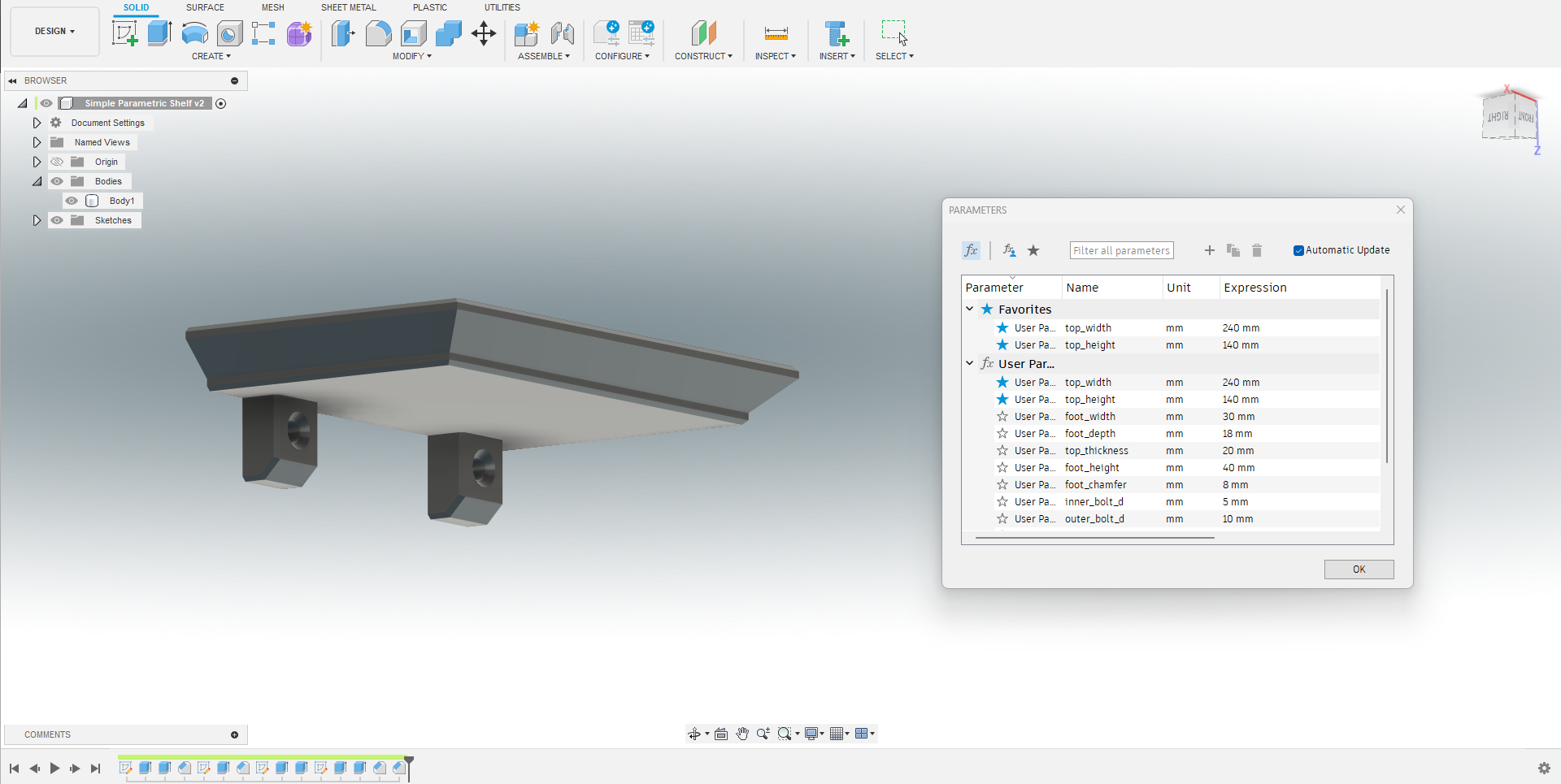 Simple Parametric Shelf (F360)
