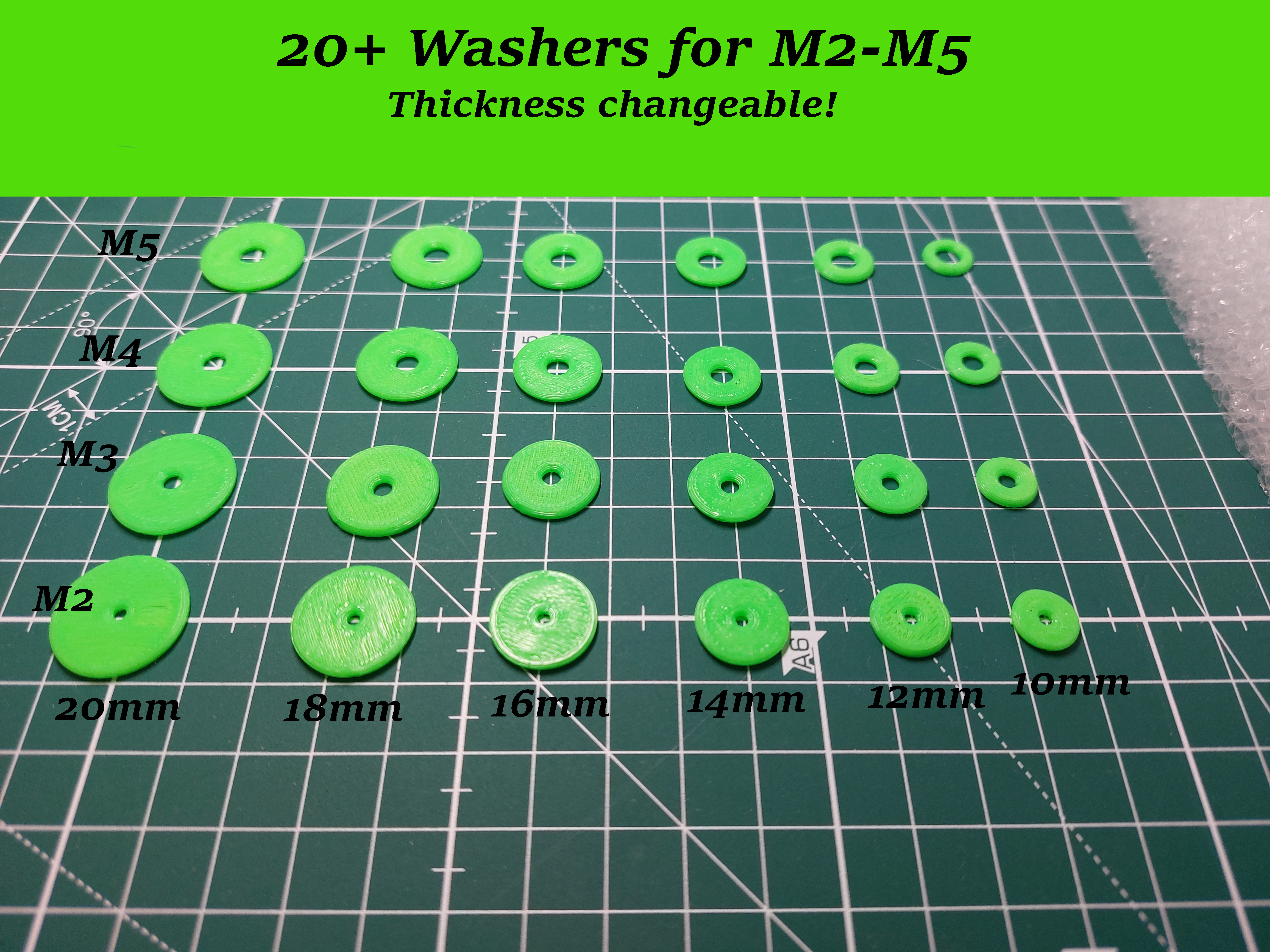 20+ Washer - M2 - M5 - CHANGEABLE HEIGHT