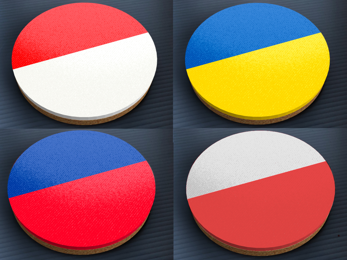Bicolor Flag Coaster-Indonesia,Ukraine,Poland,etc