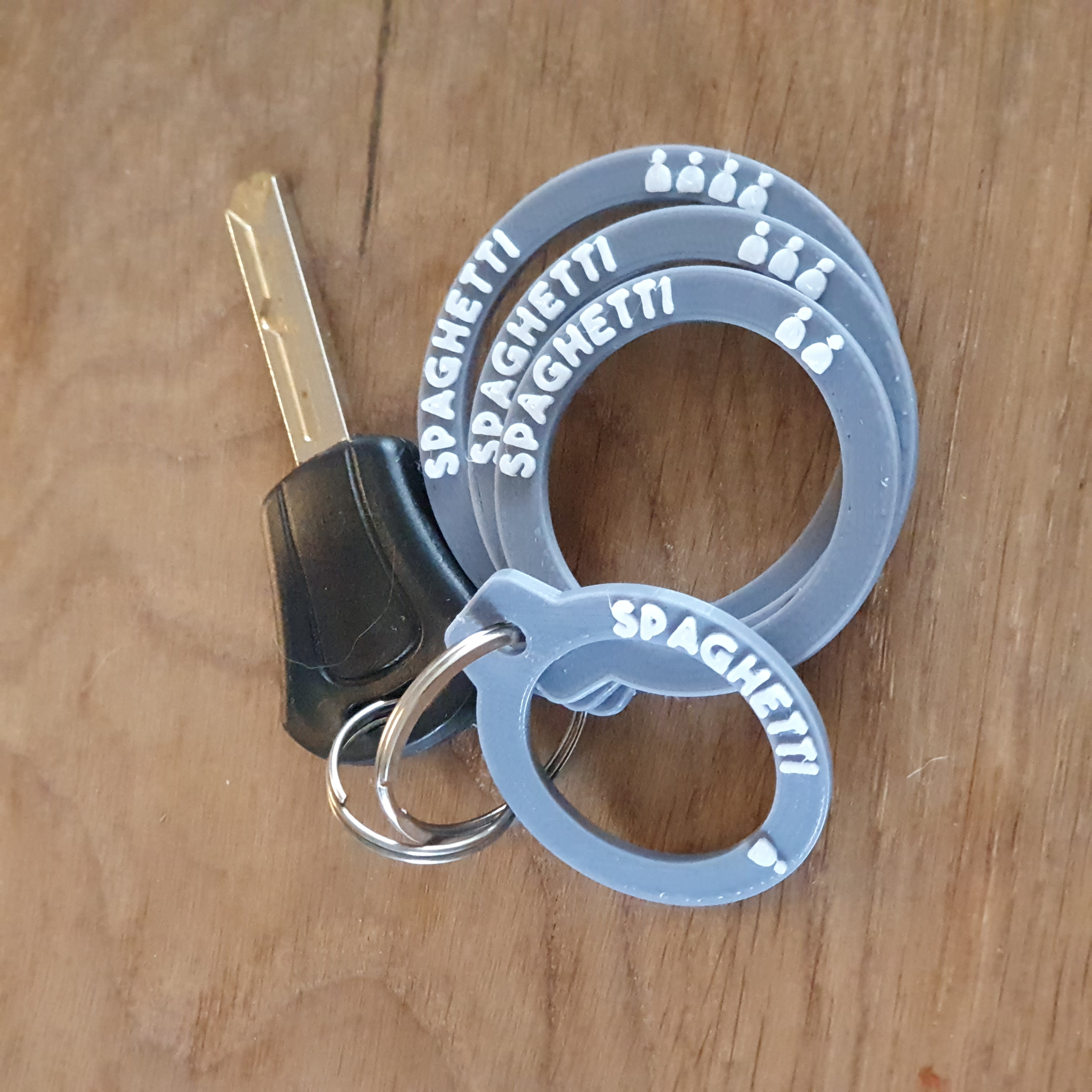 Spaghetti measurement keychain
