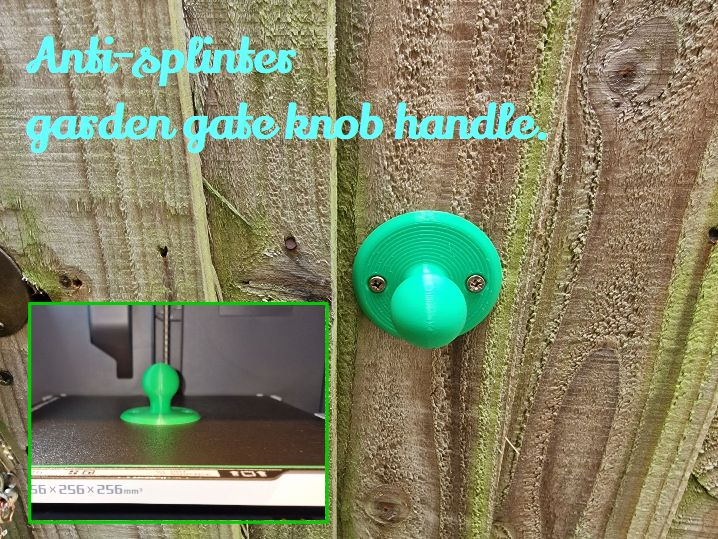 Anti-splinter garden gate knob handle.