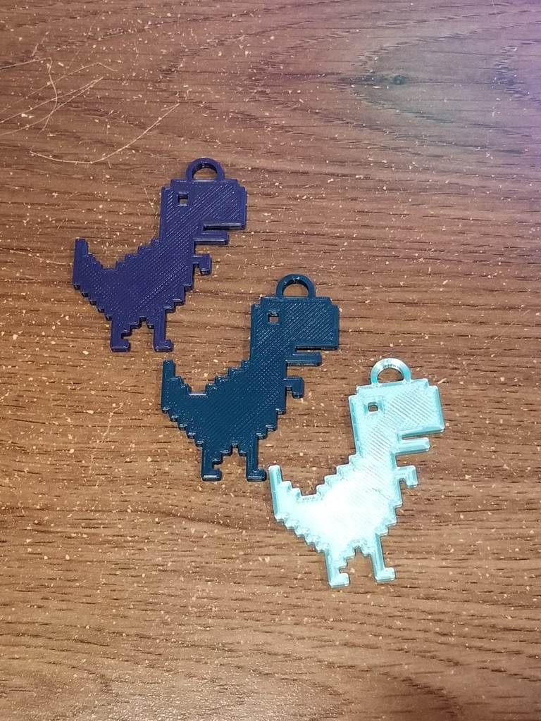 Chrome Dino Keychain