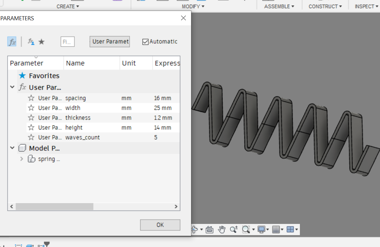 Parametric spring for Fusion 360