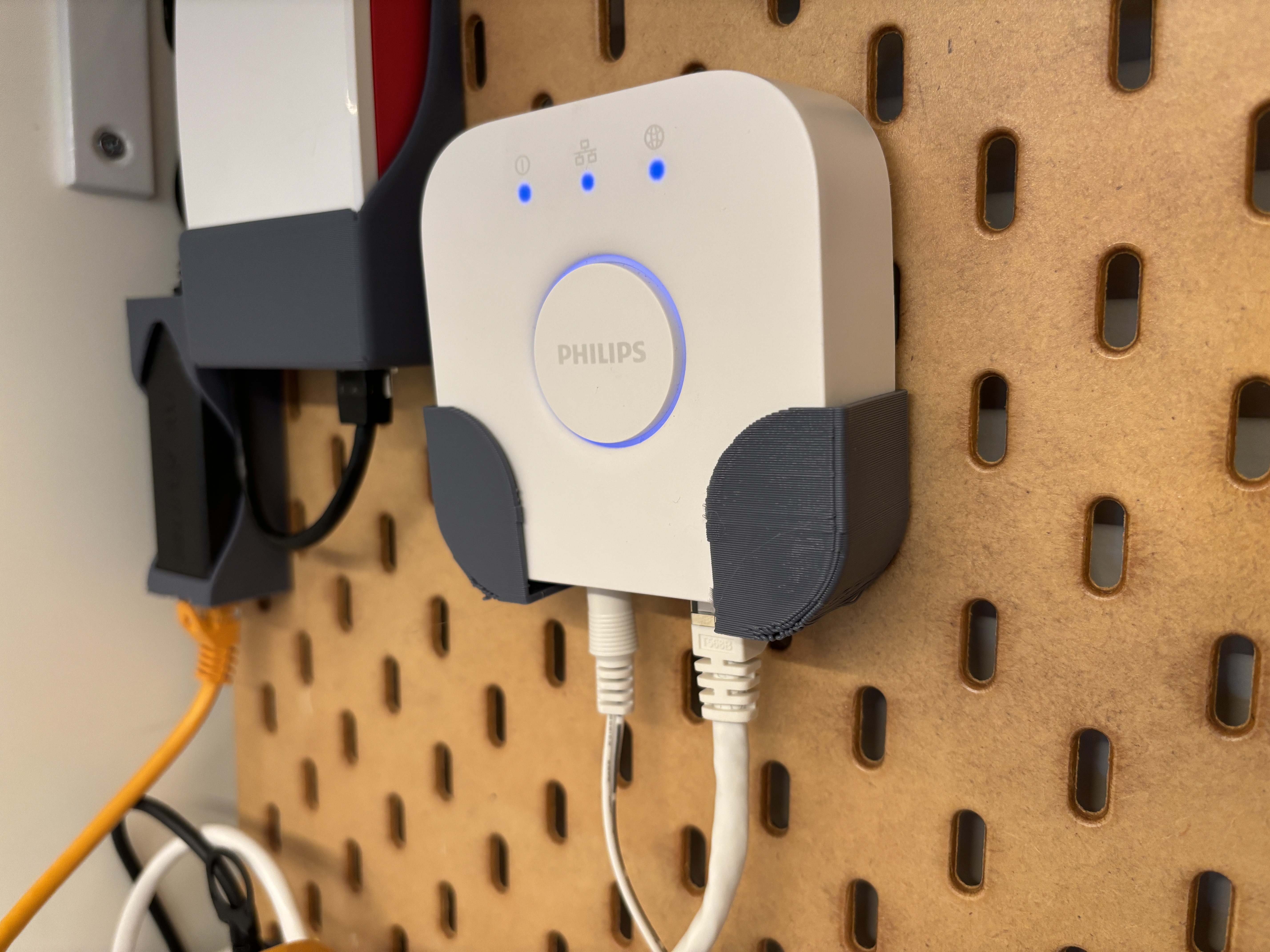 Philips Hue Bridge Skadis Holder w/ thicker walls