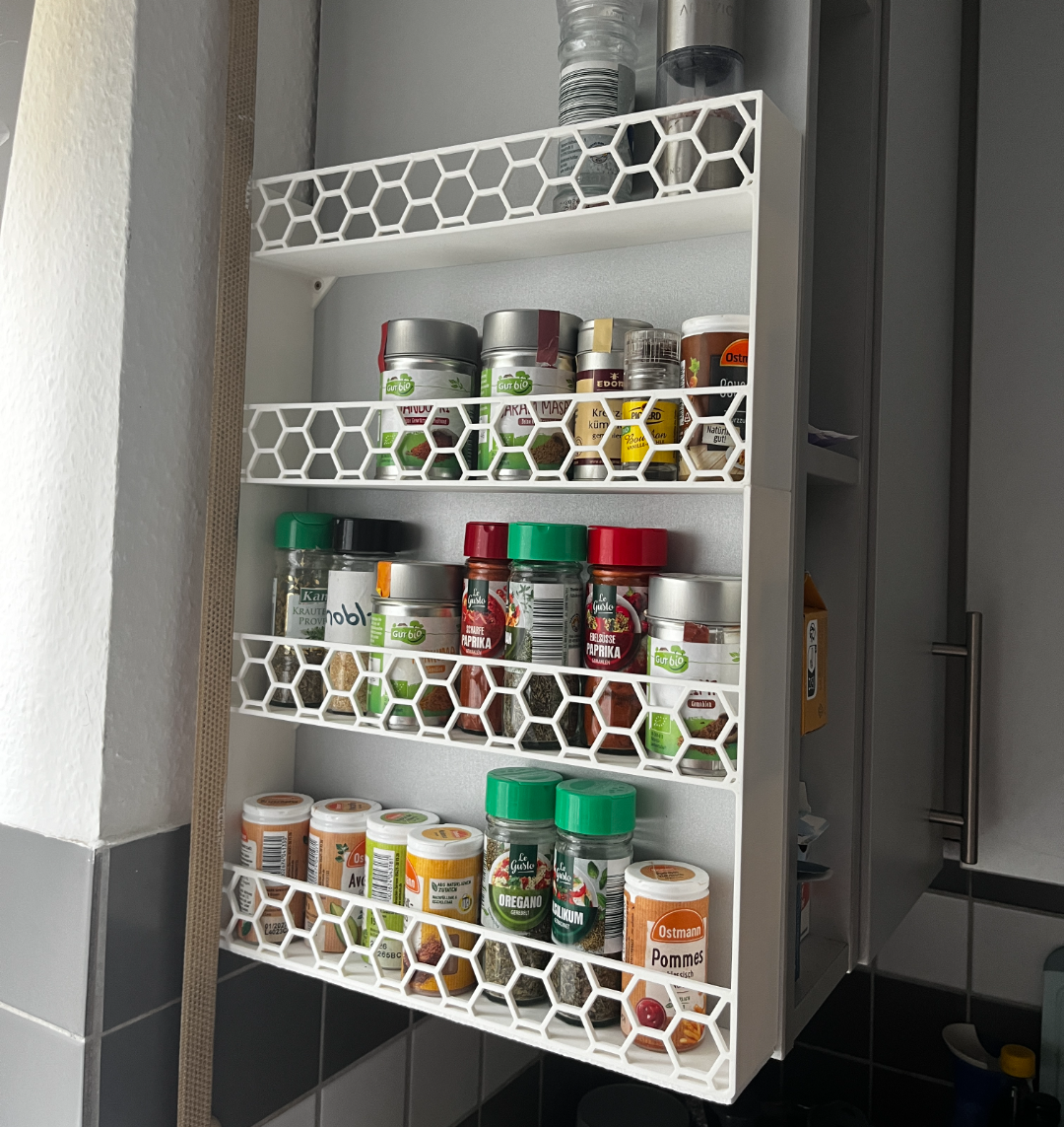 Big Spice Rack with Hexagonal Pattern - Wall Mount