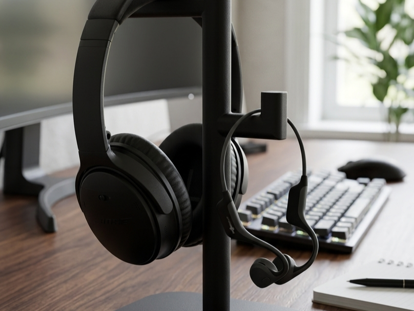 jawbone headset + headphone stand