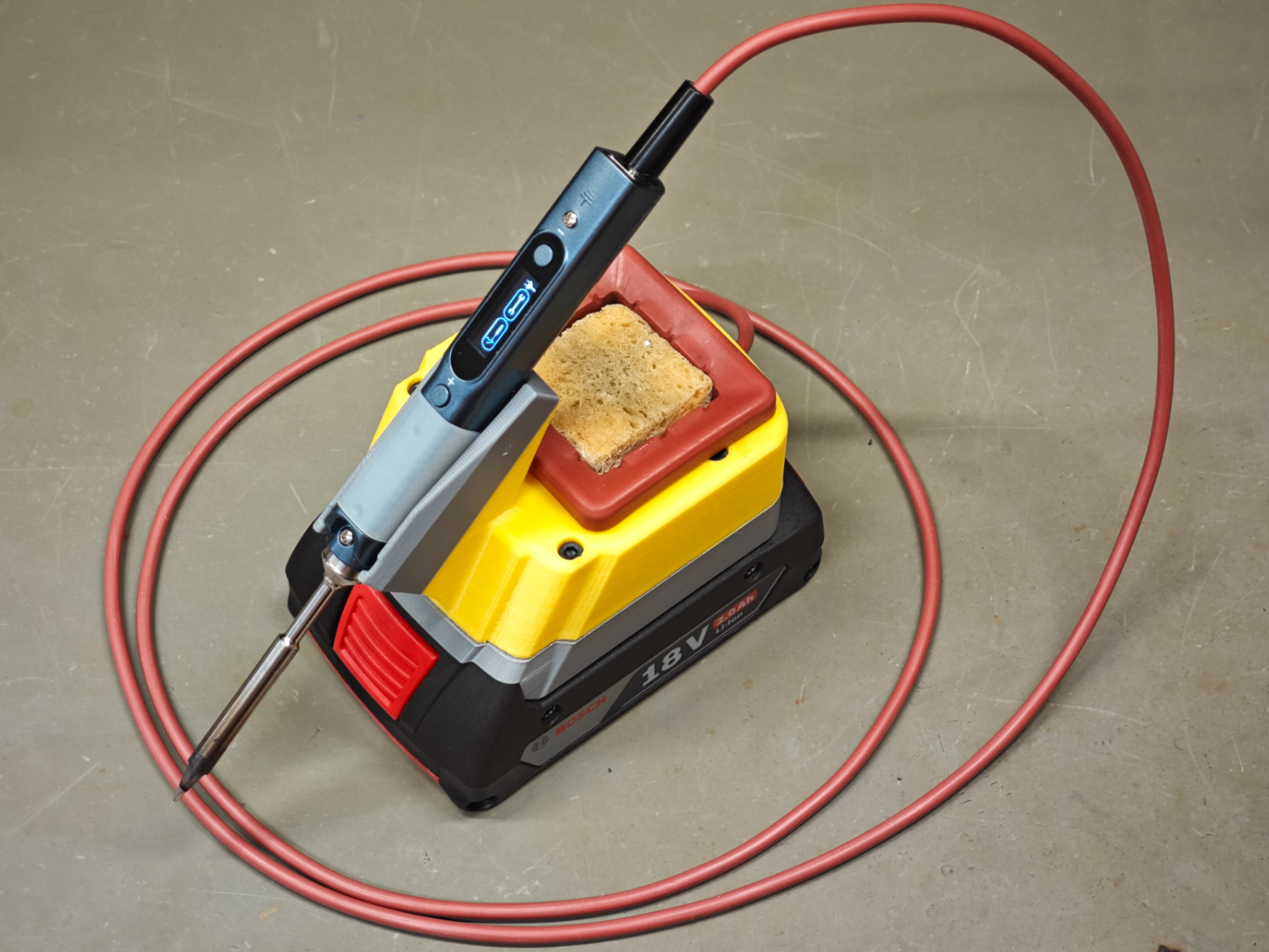 BOSCH battery Pinecil Pine64 holder with tip wiper