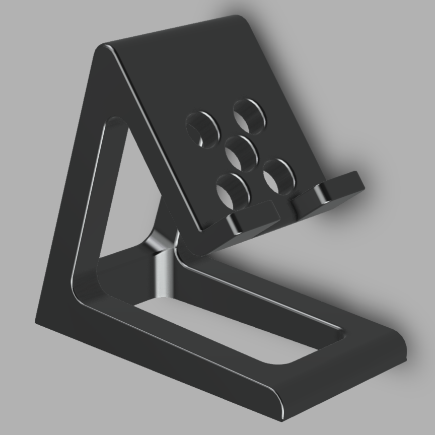 Phone stand with room for charging cable