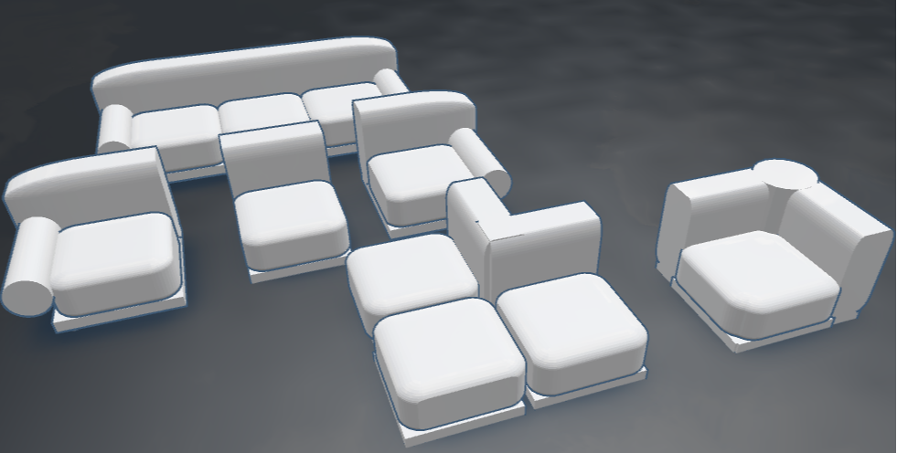 Dollhouse mini couch modules