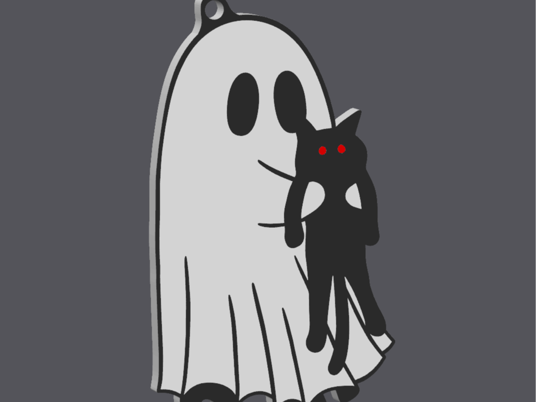 keychain ghost evil cat