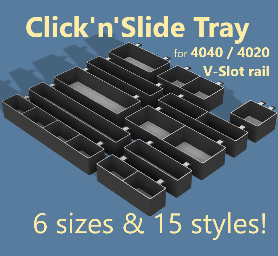 Click'n'Slide Tray f. 4040 / 4020 V slot extrusion