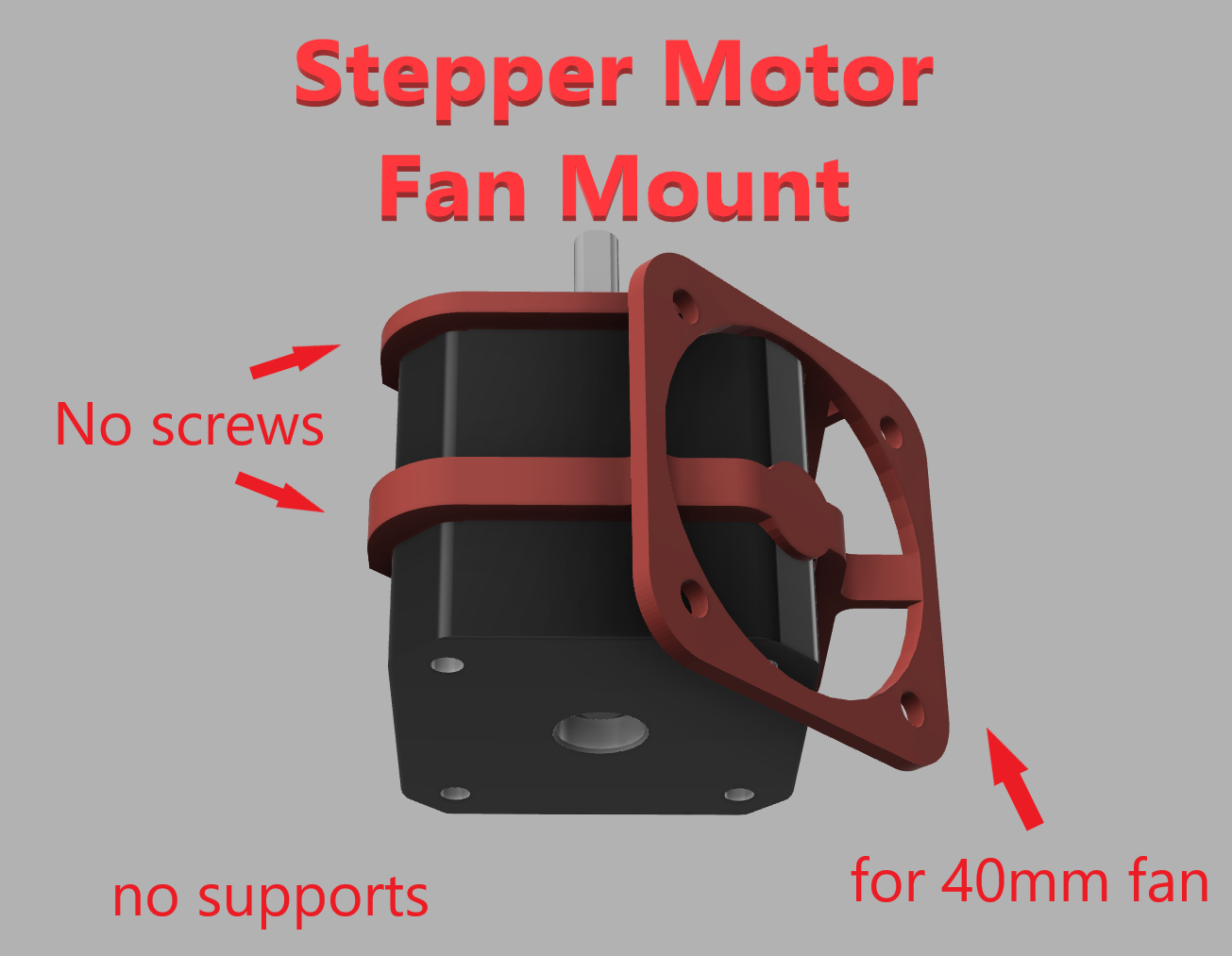 Clip'n'Cool: 40mm Fan Mount for Stepper Motors