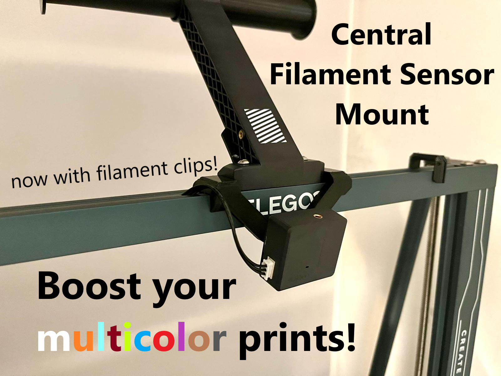 Central filament sensor mount w. filament clips