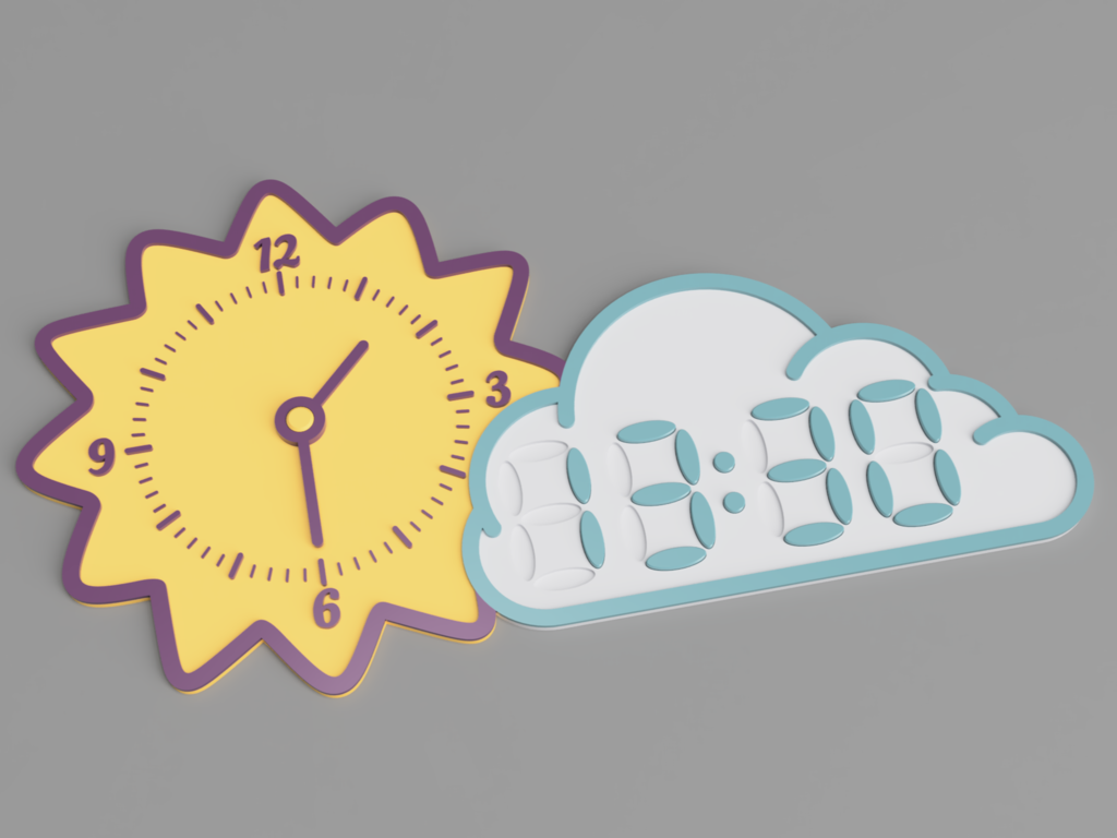 Analog and digital clocks, learn time