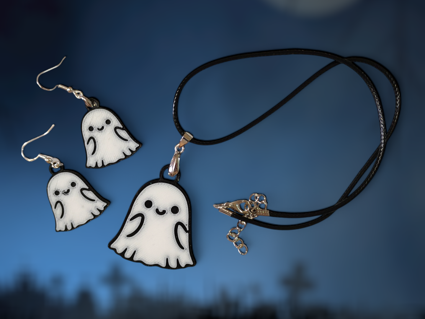 Cute Ghost - Earrings and Necklace