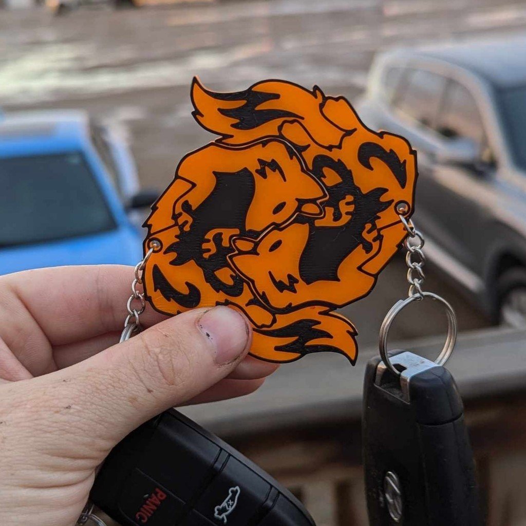 Interlocking Wolf Couple Keychains