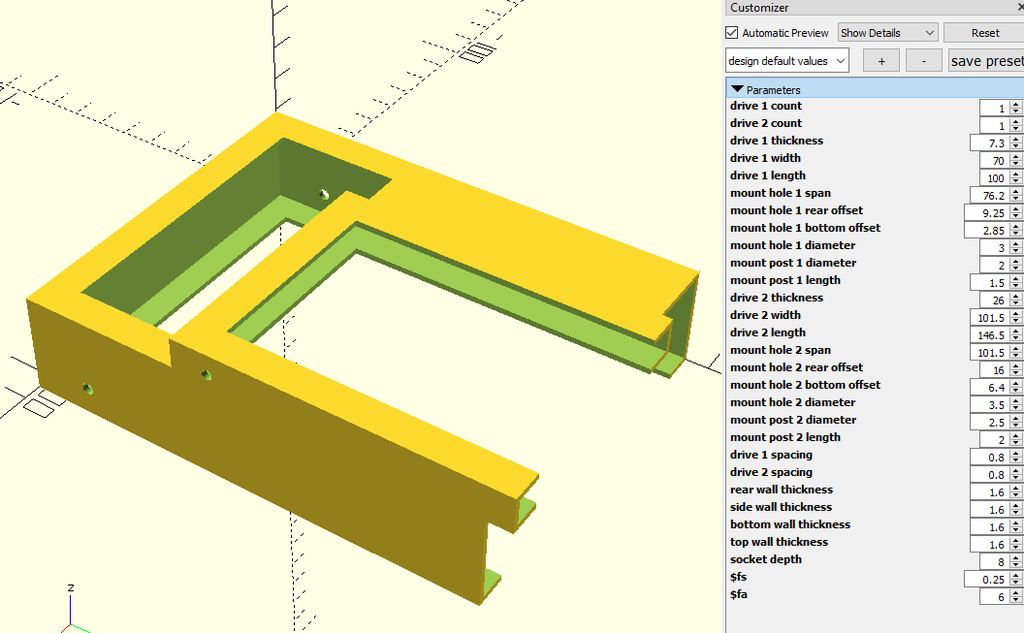 Parametric Multiple Mixed SSD / HDD Bracket / Sled