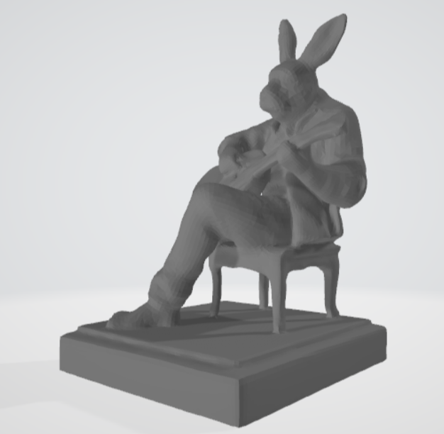 A playing rabbit statue