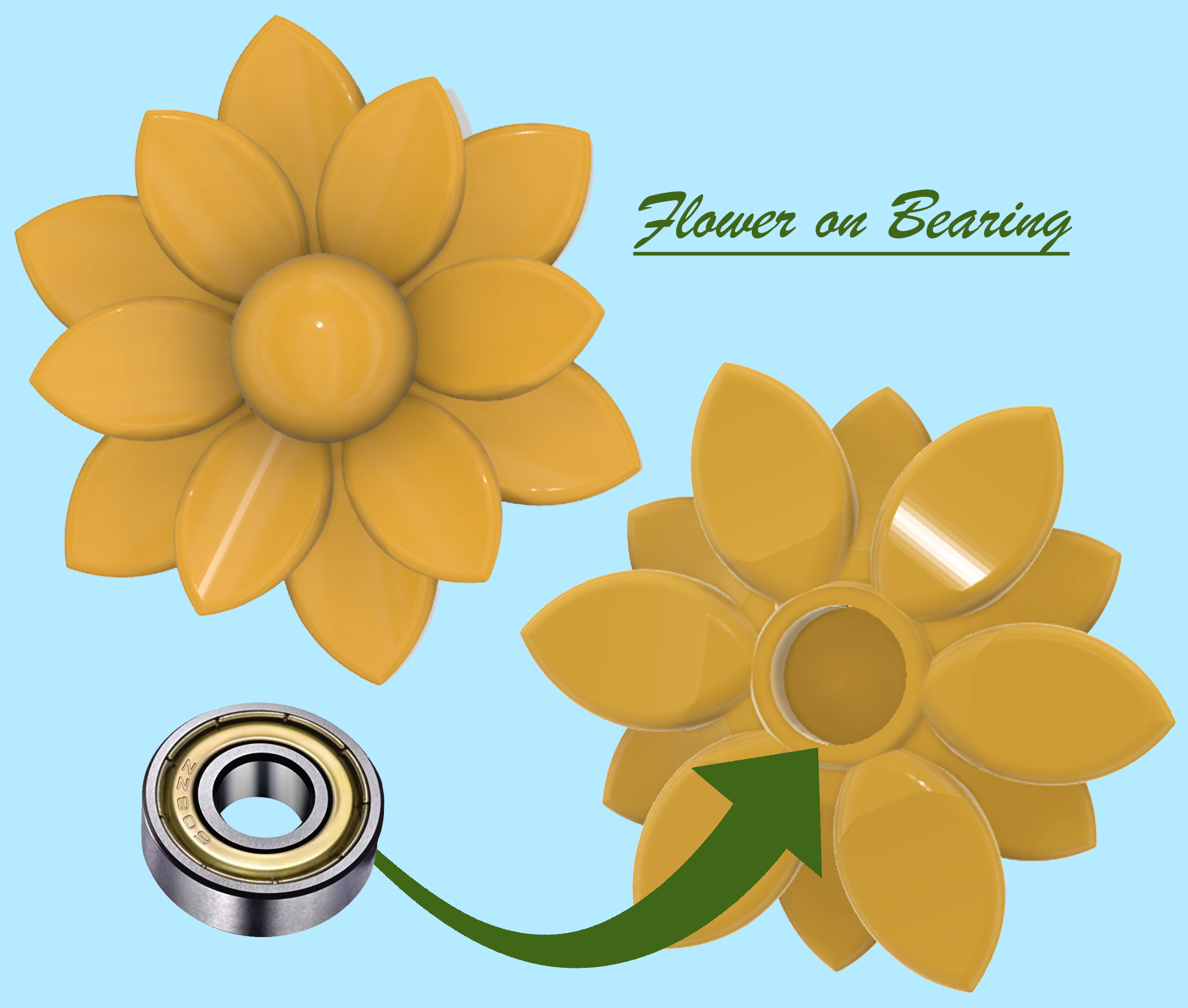 Flower on bearing (parametric)
