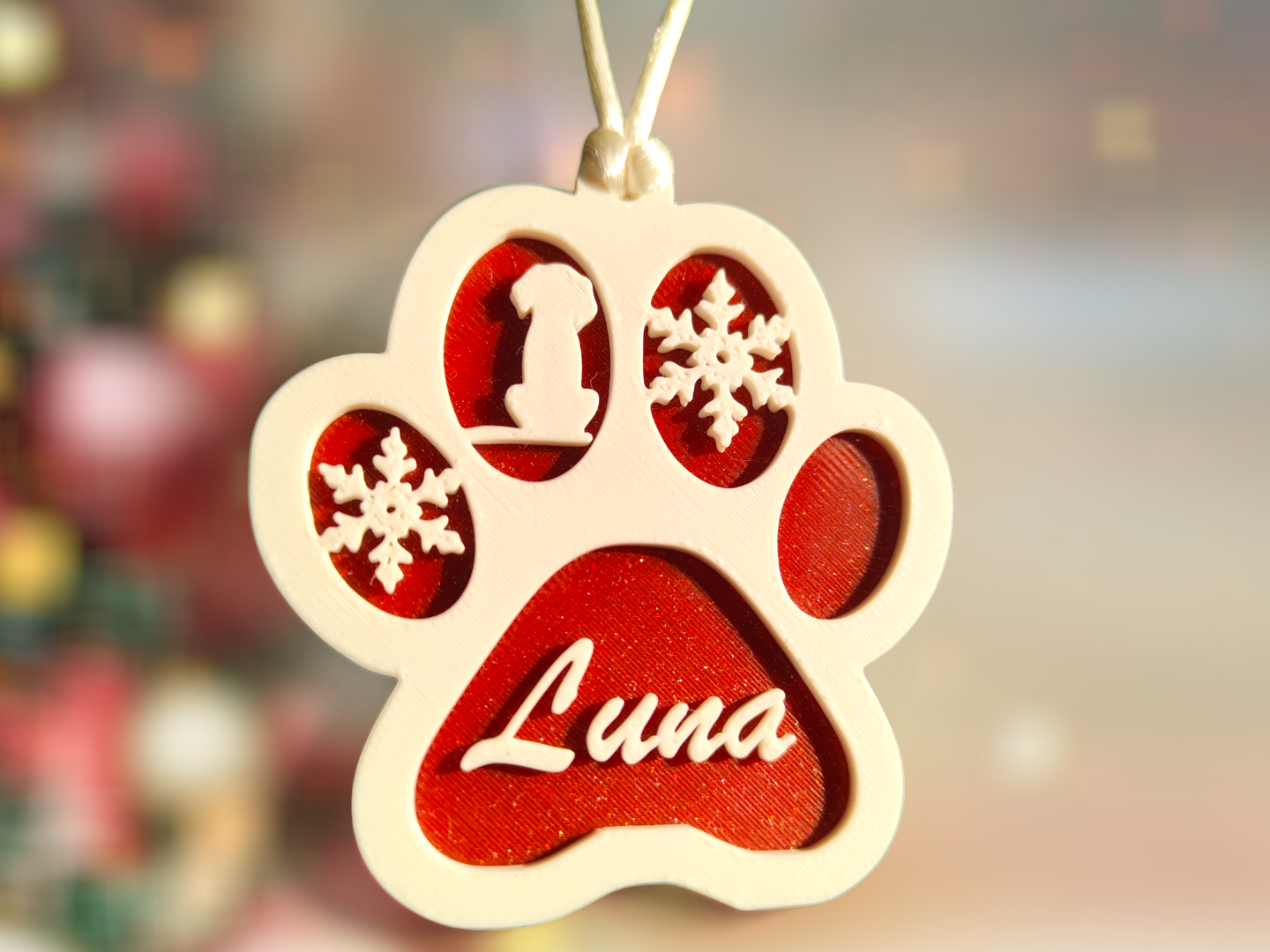 Customizable Christmas Tree Decoration - Dog Paw
