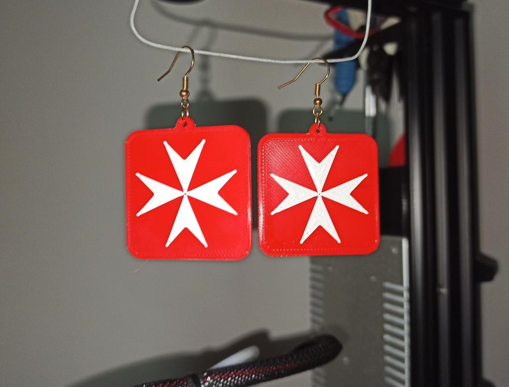 Maltese cross earrings pendant keychain