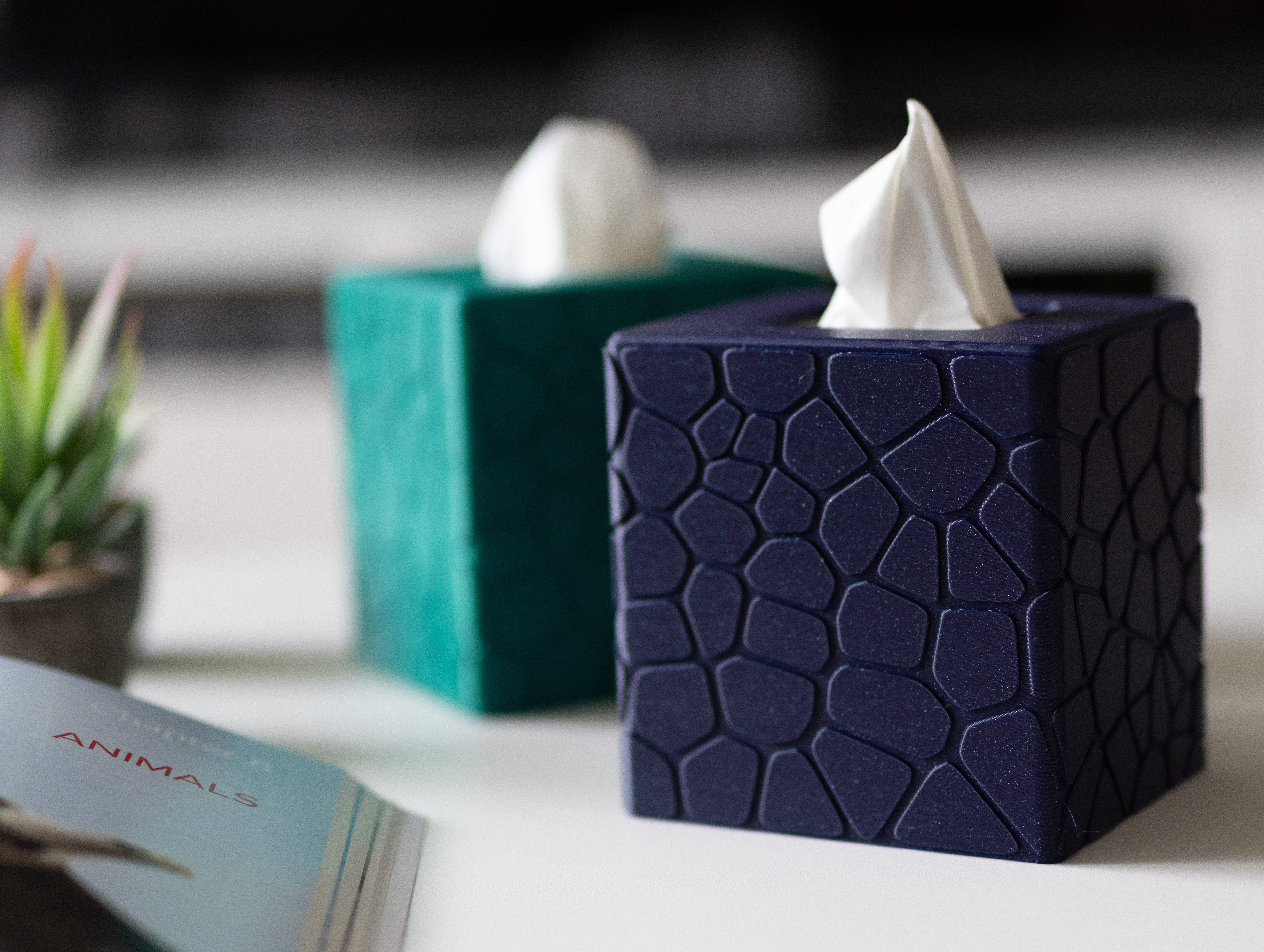 Tissue Box Cover (square)#2 - curved Stone Pattern