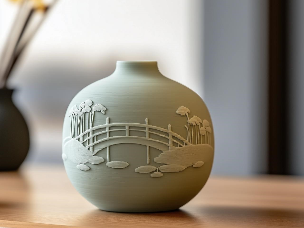 Japanese Bridge Vase - Serene 3D Printed Decor