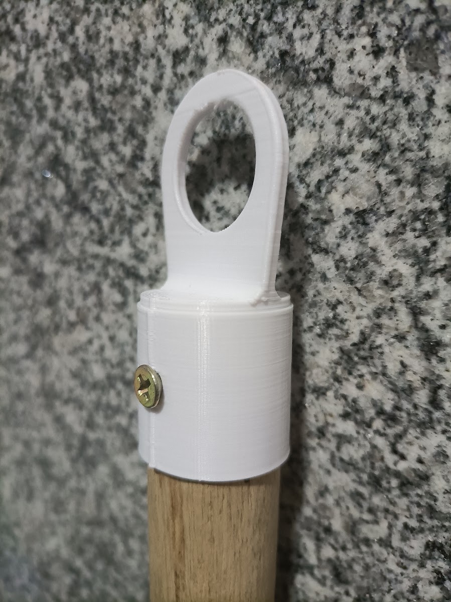 Broom handle cap holder hanger