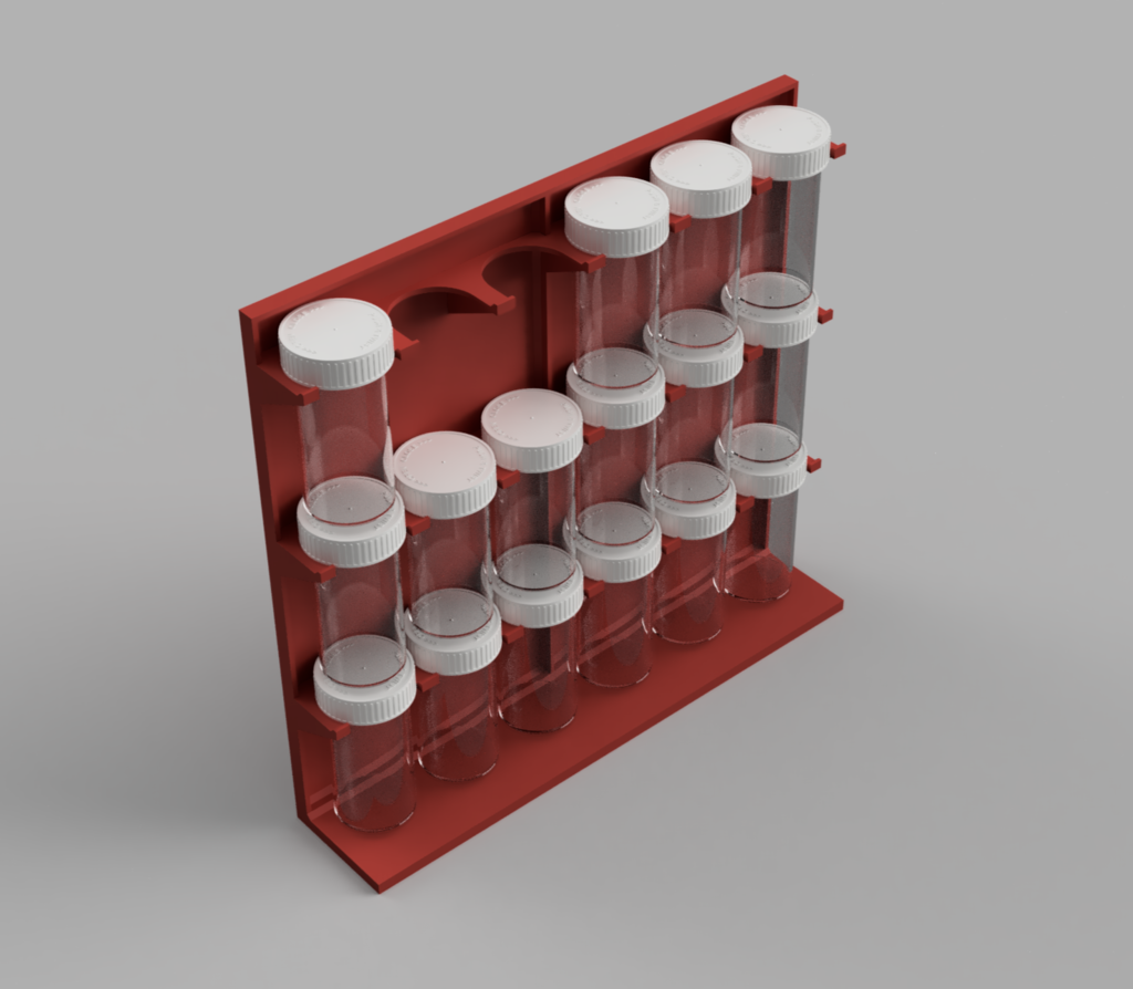 Pill Bottle parts storage rack freestanding