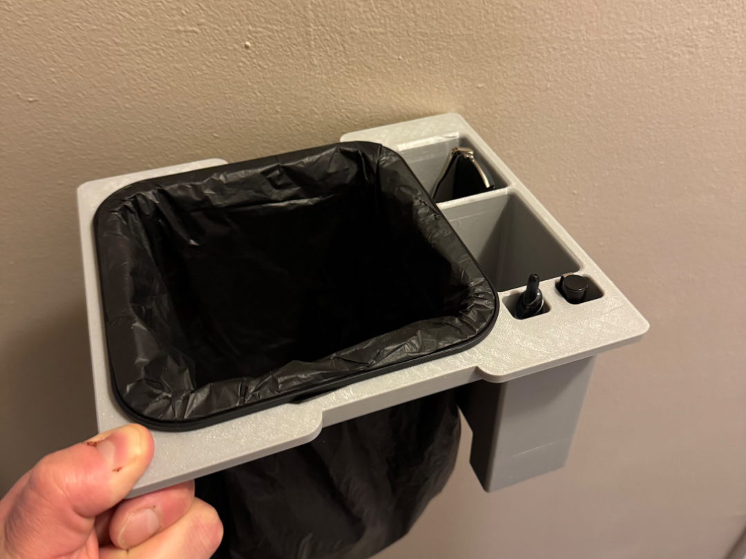 Prologue Console Tray and Garbage Can Holder